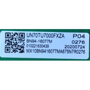 KIT DE TARJETAS PARA TV SAMSUNG / NUMERO DE PARTE MAIN BN94-16077M / BN41-02751A / BN97-16648B / BN9416077M / NUMERO DE PARTE FUENTE BN4401056A / L75S6N_THS / BN44-01056A / PANEL CY-BT070HGJV1H / MODELO UN70TU7000 / UN70TU7000FXZA GB02